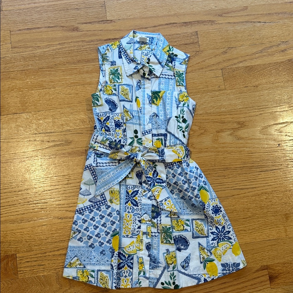 Crewcuts Blue and Yellow Lemon Patterned Dress